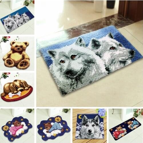Dog Crochet Carpet Kits Button Cushion Animals Rug DIY Latch Hook Carpet Embroidery Fomiran For Flowers Sale Sets Do It Yourself