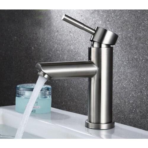 Bathroom Brushed Stainless Steel Basin Faucet hot and old Water Sink mixer Faucet BF323