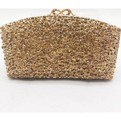 WHTUOHENG Gold Rhinestone Evening Purse And Diamond Bag For Ladies Party Clutches 100% Handmade Women’s Shoulder Chain Handbags