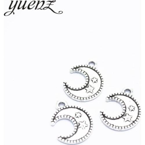 YuenZ 35 pcs Metal Antique Silver color Moon Charms Diy Jewelry Handmade Accessories Star Pendant Charms 15*12mm L610