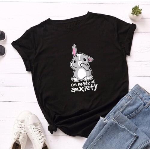 Summer Casual Woman tshirt Ladies Top Tees Women T-shirts Short Sleeve Cute Rabbit Print Female