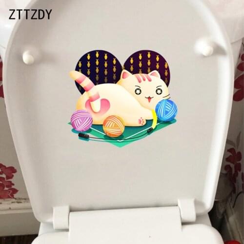 ZTTZDY 21.2*18.8CM Funny Cat Pattern Toilet Sticker Children Bedroom Wall Decor Decal T3-0207