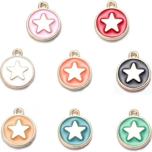 10 PCS Five-pointed Star Charms Pendant Enamel Charms Bracelet For Jewelry Making Handmade Craft Accessories
