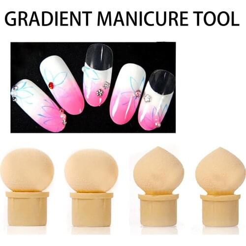 10Pcs Replaceable Sharp Round Replaceable Sponge Heads Gradient Brush Shade Maker Pen Manicure Nail Art Tool