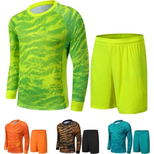 2021 Adult Goalkeeper Uniform Soccer Jersey Set Professional Goalie Football Uniform Sponge Protection Shirt Pants Shorts Men Ki