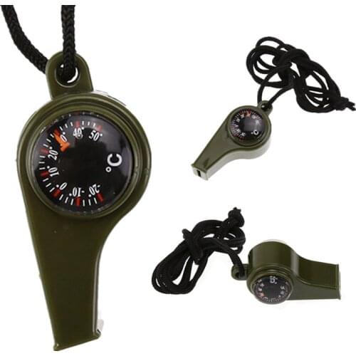 3-in-1 Outdoor Whistle with Compass Thermometer Multifunctional Outdoor Survival Tools Emergency Whistle Loud Survival Whistles