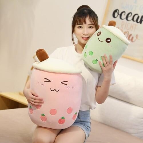 50cm Super Kawaii Funny Drink Gifts for Kids Birthday Stuffed Soft pink Cushion Cartoon Bubble Tea cup Shaped Pillow Plush Toys