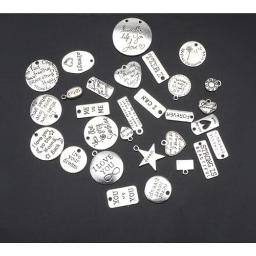 634D 259 Pieces Motivational Keychain Accessories Set Inspirational Words Charms with Open Jump Rings Key Rings for Various DIY