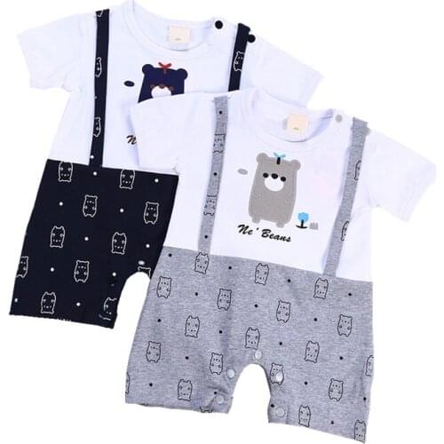 Free Shipping Baby Boys Formal Gentleman Outfits Boy Wedding Suit Lovely Bear Short Sleeve One Piece Outfit Bib Pants Overalls
