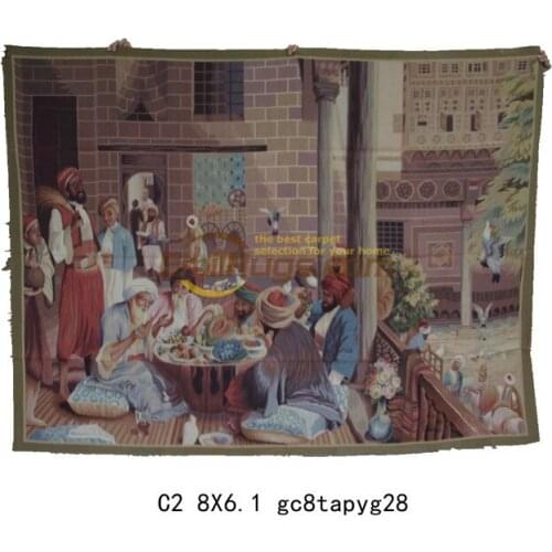 Bohemian tapestries18th Century Aubusson Tapestry Brown Fashionable Circular Household Decoration Mat European Style Belgian