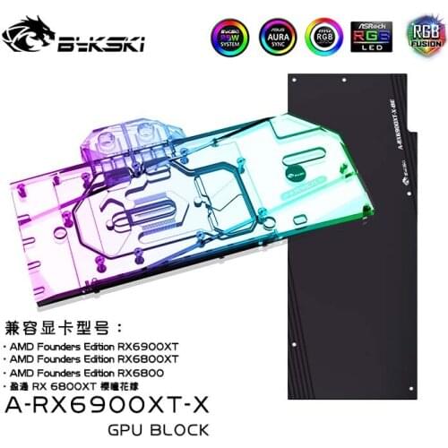 Bykski A-RX6900XT-X GPU Water Block For AMD Radeon RX6900XT RX6800XT Founders Edition Video Card, Water Cooler,VGA Cooling A-RGB