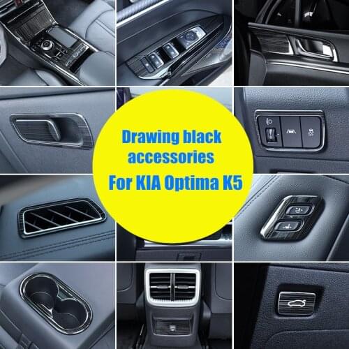Drawing black full interior Stainless steel Decoration Cover Trim For Kia K5 Optima 2020 2021 Car-style Accessories