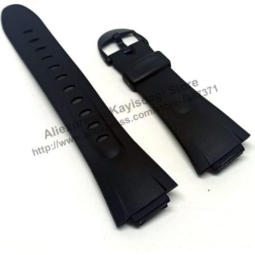 15mm Black Rubber Watch Band / Strap Compatible for Casio W-42H , W-43H , W-42 , W-43