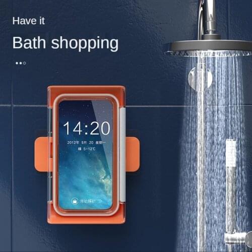 Phone Holder Waterproof Wall Mount Rotatable Storage Rack Bathroom Phone Shelf For Shower Bathroom Kitchen Bathroom Accessories