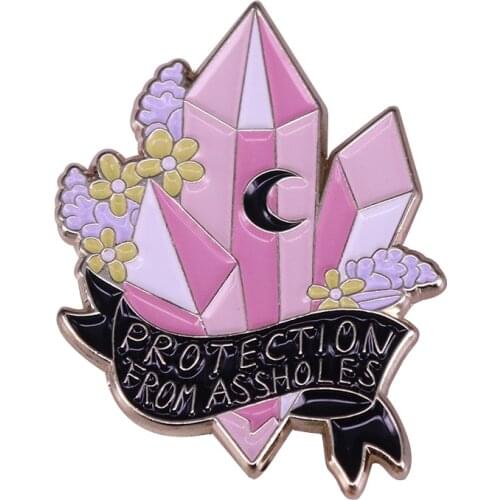 Protection from Assholes Enamel Pin Crystal cluster brooch fun and attractive badge clothing backpack perfect addition