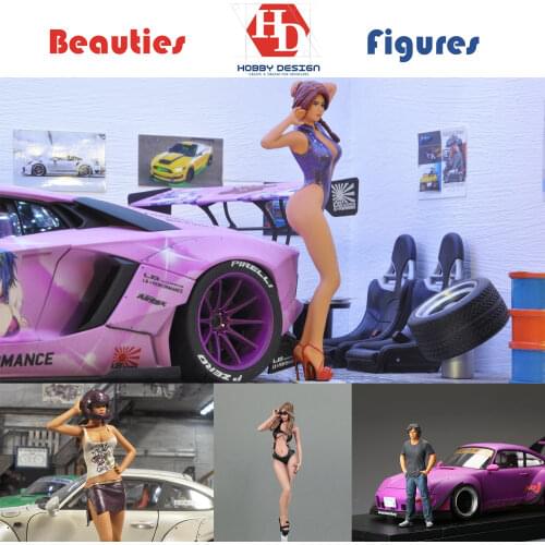 Hobby Design 1/24 Pretty Lady Figure (Automobile Mechanic) HD03-0593&HD03-0594 Model Car Modifications Hand Made Model