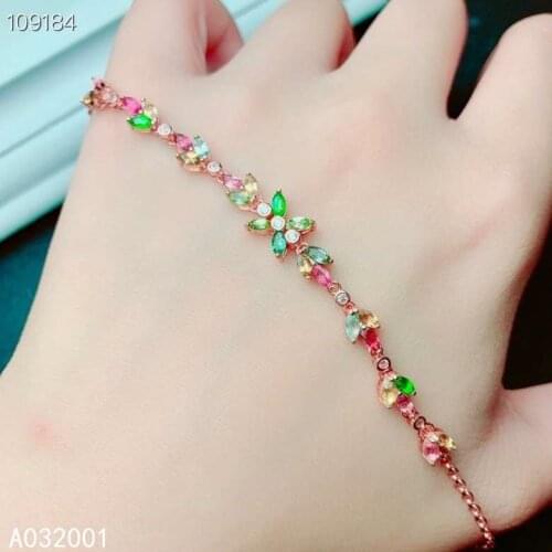KJJEAXCMY fine jewelry natural Tourmaline 925 sterling silver new women gemstone hand bracelet support test noble