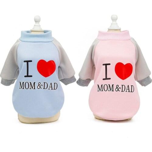 Love Mom Dad Dog Hoodies Leisure Autumn Winter Dogs Clothes Two Legs Teddy Chihuahua Coat Print Hairy Monster Cats Clothing