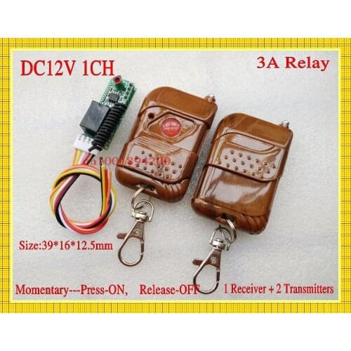 Small remote switch 12v DC 1CH Relay 3A wireless remote controller normally open/close mini micro door access remote control M4