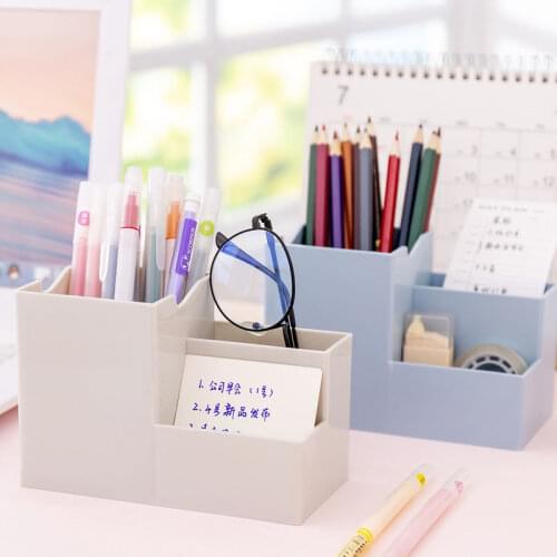 Korea Style Multifunctional Plastic Pen Holder Desk Organizer Cosmetic Storage Box Desktop Organizer Sundries