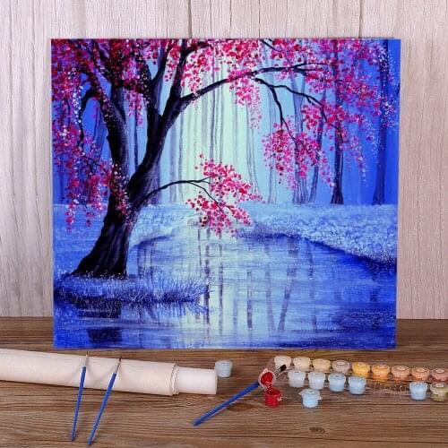 Natural Scenery Beautys Blossom DIY Painting By Numbers Package Acrylic Paints 50*70 Canvas Painting Home Decoration For Art