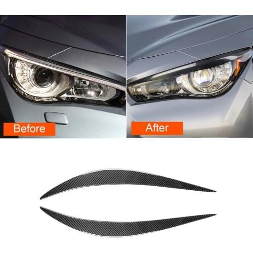 2021 New Carbon Fiber Car Headlight Eyelid Eyebrows Cover Sticker Trim Headlamp Anti Rub Strips Car Styling For Infiniti Q50