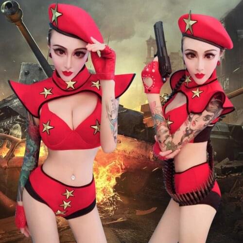 New Dance Club Bar Party Sexy DJ Singer GOGO Dance Costumes Officers Uniforms For Lady