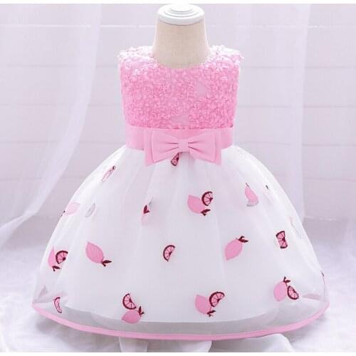 2020 Autumn New Baby Girls Sleeveless Embroidered Printing Dress Children Full Moon Mesh Dresses Infant Bowknot Princess Dresses