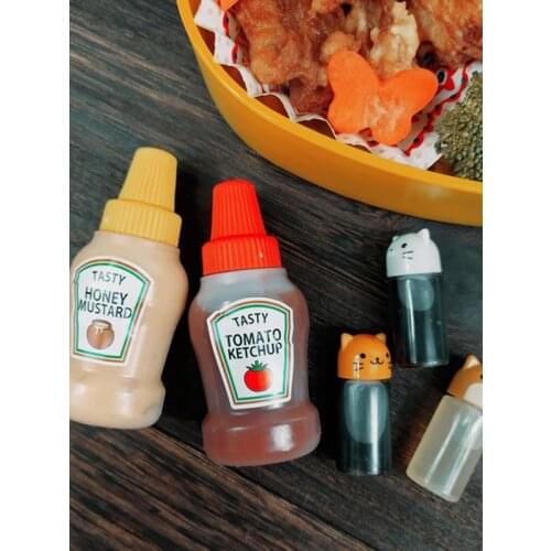 2pcs Plastic Condiment Squeeze Bottles For Ketchup Mustard Sushi Mayo Hot Sauces Olive Oil Bottles Kitchen Gadget