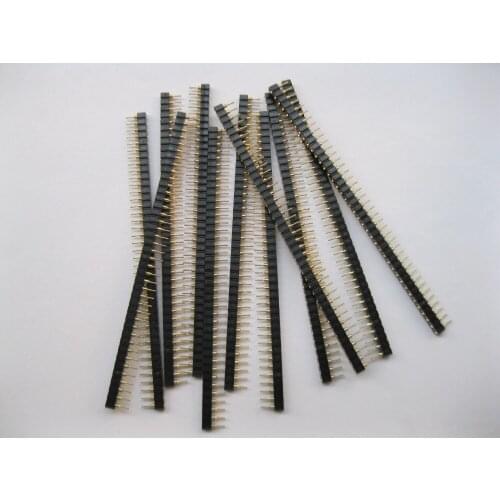 5 pcs Gold Plated 2.54mm Breakable Pin Header 1x40 40pin Male L7.43mm Single Row Strip