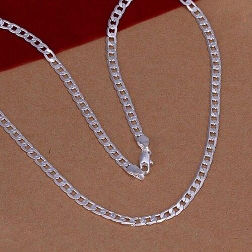 Qualitied Silver Plated 4MM Cute Pendant Mens Necklace Chain Charm Jewelry