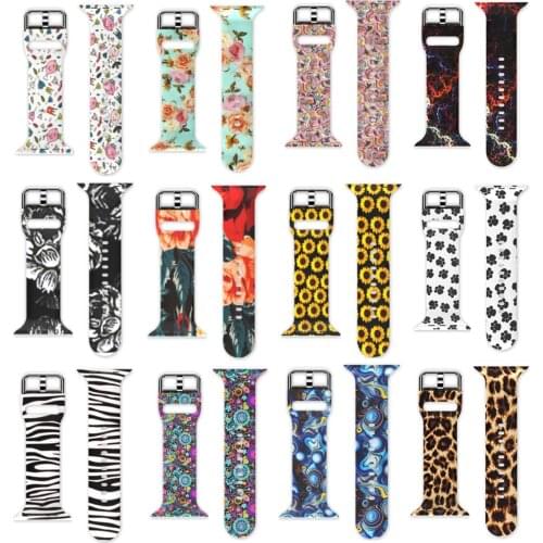 Leopard Zebra Printed Silicone Strap for Apple Watch Band 44mm 40mm 38 42mm Spots Flower Band for Iwatch 2 3 4 5 6 Bracelet Belt
