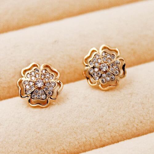 RLOPAY earrings for women‘s’ Jewelry moon earrings white Zircon flower Earring Luxury Stud Earring wedding accessories