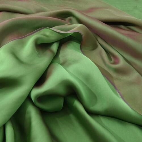 140CM Wide 12MM Double-faced Yarn Dyed Green Silk Chiffon Fabric for Summer Long and Short Dress Shirt Scarf Blouse H221