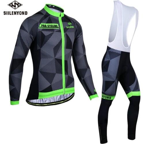 Siilenyond 2019 Pro Shockproof Cycling Jersey Set MTB Bicycle Cycling Clothing Long Sleeve Mountain Bike Cycling Clothes Suit