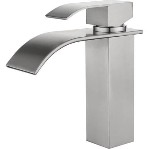 Stainless steel black waterfall washbasin faucet hot and cold lead-free bathroom four-way basin faucet