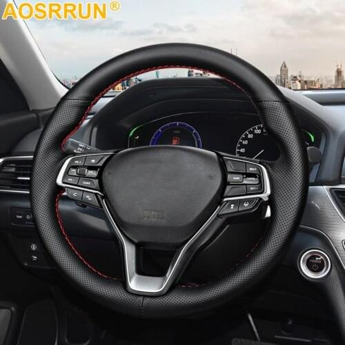 Black Leather Hand-stitched Car Steering Wheel Cover For Honda Accord 2018 2019 X Sedan