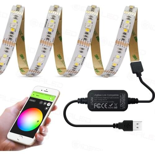 TV LED strip light zigbee controller mini smart things kit 5V usb rgb+cct computer LED strip light work with zigbee hub echo