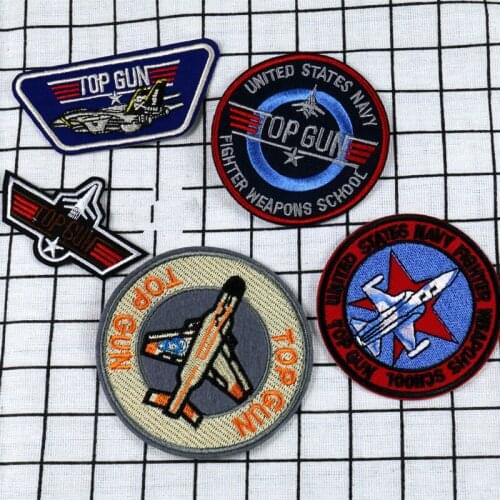 Tactical Combat US Army Air Force Military Top Gun Morale Badge Embroidery Diy Iron on Clothes Stickers Fabric Stripe