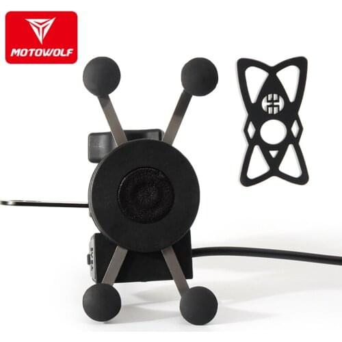 MOTOWOLF Universal Motorcycle/Scooter shockproof mobile phone navigation bracket Universal riding USB charging mount
