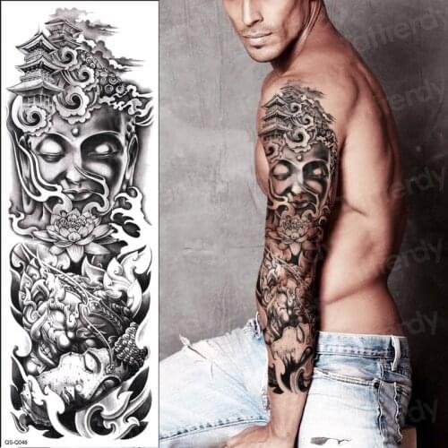 Temporary men tattoos oversleeve large arm sleeve tattoo waterproof temporary tattoo arm sleeves mens chest tattoos black big