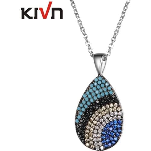 KIVN Jewelry Turkish Blue eye Pave Cubic Zirconia Women Girls Bridal Wedding Pendant Necklace Birthday Gifts 10pcs Lot Wholesale