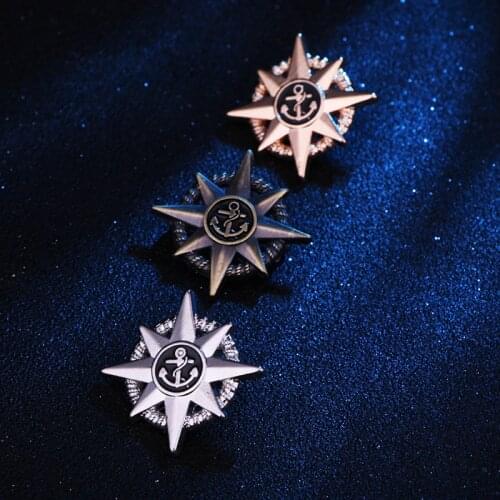 New Fashion Metal Navy Army Brooch Personality Suit Buckle Airforce Badge Corsage Luxury Pirate Anchor Brooch for Women Jewelry
