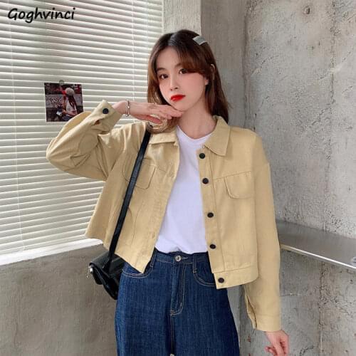 Women Safari Style Jackets Retro BF Harajuku Button Up Crop Tops Outwear Spring Long Sleeve Clothes Female Chic Jacket Coats Ins