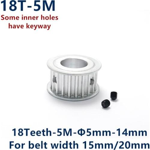 Arc tooth 18 Teeth HTD 5M Synchronous Timing Pulley Bore 5/6/6.35/8/10/12/14mm for Width 15/20mm HTD5M wheel 18Teeth 18T