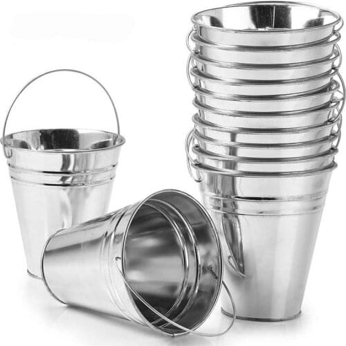 1 Pack Large Galvanized Metal Buckets with Handle 12.8*11.5CM- Unique Goody Baskets, Great for Party Favors, Party Accessories