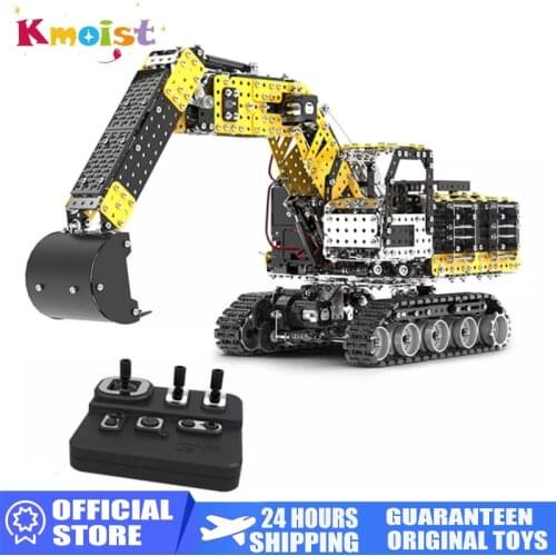 2.4G 12 Channel DIY Remote Control Alloy Excavator 2544 Pieces Home Decor Kids Boys Adults RC Car Metal Model Children Gifts