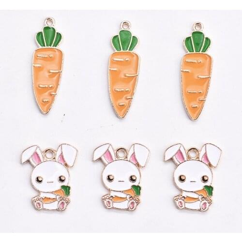20pcs/Lot Carrot Rabbit Diy Design for Jewelry Making Earring Bracelet or Necklace Handmade Enamel Charms