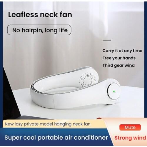 2021 New Mini Bladeless Fan Portable Neck Fan 2400mAh USB Rechargeable Fan Mute Sports Fans For Home Outdoor