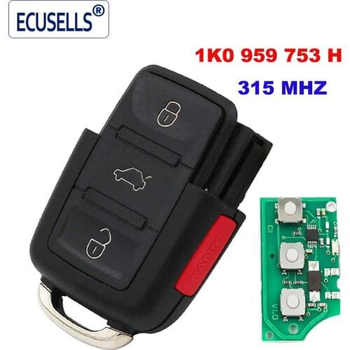 3+1 Buttons 315MHZ Remote Control 4 Buttons Key Fob 1K0 959 753 H 1K0959753H FOR VW